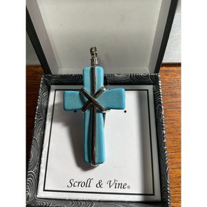 Scroll and Vine L Howlite Cross Pendant